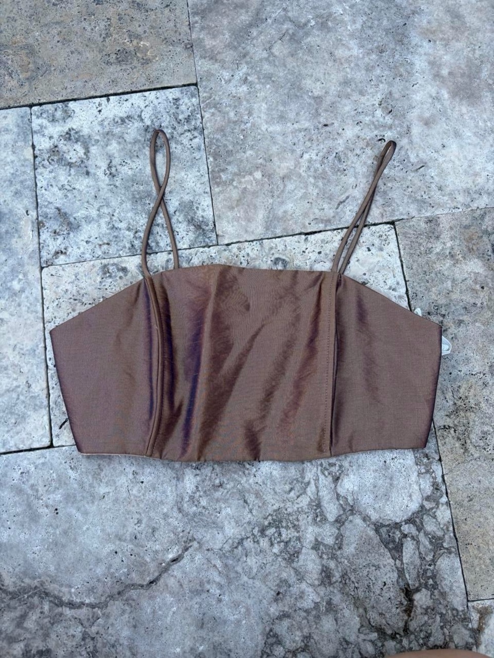 Brown Spaghetti Strap Crop Top